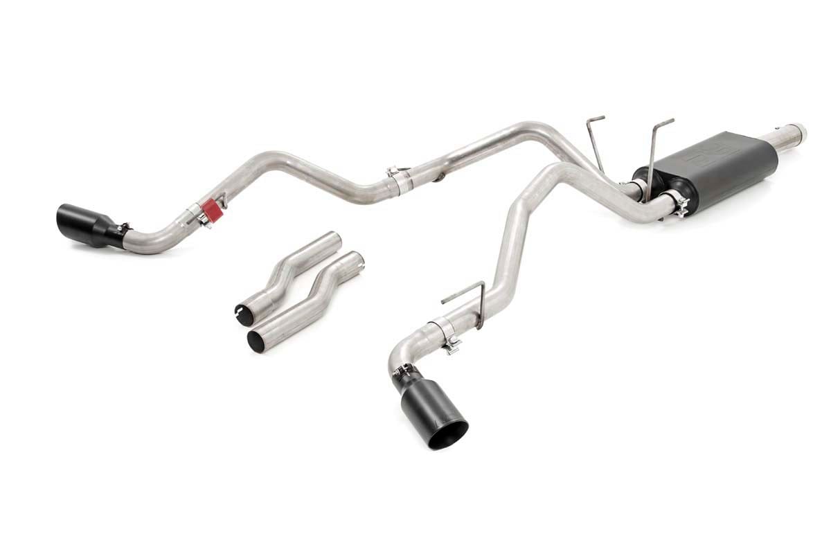 Dodge Ram 1500 Performance Exhaust - Rear and Side - Rough Country - Dual Cat-Back - Black - '09-'10